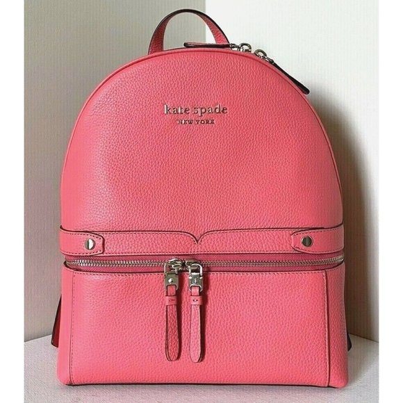 New Kate Spade Day Pack Medium Backpack Pebble Leather Peach Melba / Dust bag - Picture 2 of 6